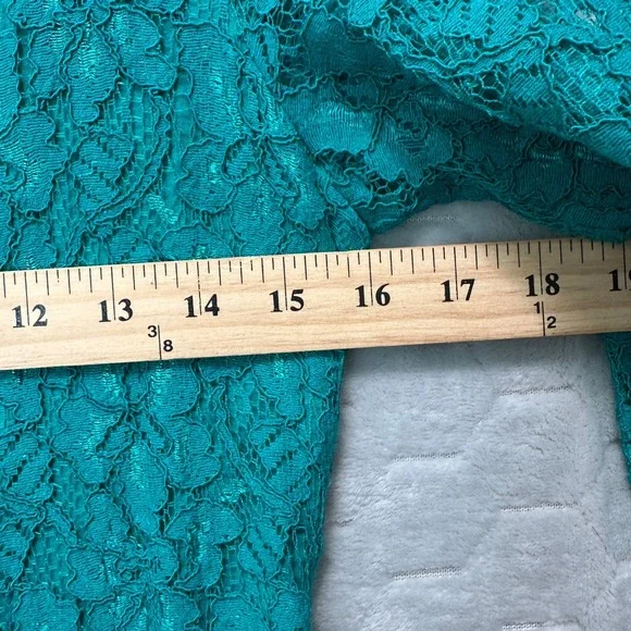 Diane von‎ Furstenberg Lace Dress Gold Zip Front 3/4 Sleeve Green Size 4 - Picture 7 of 8